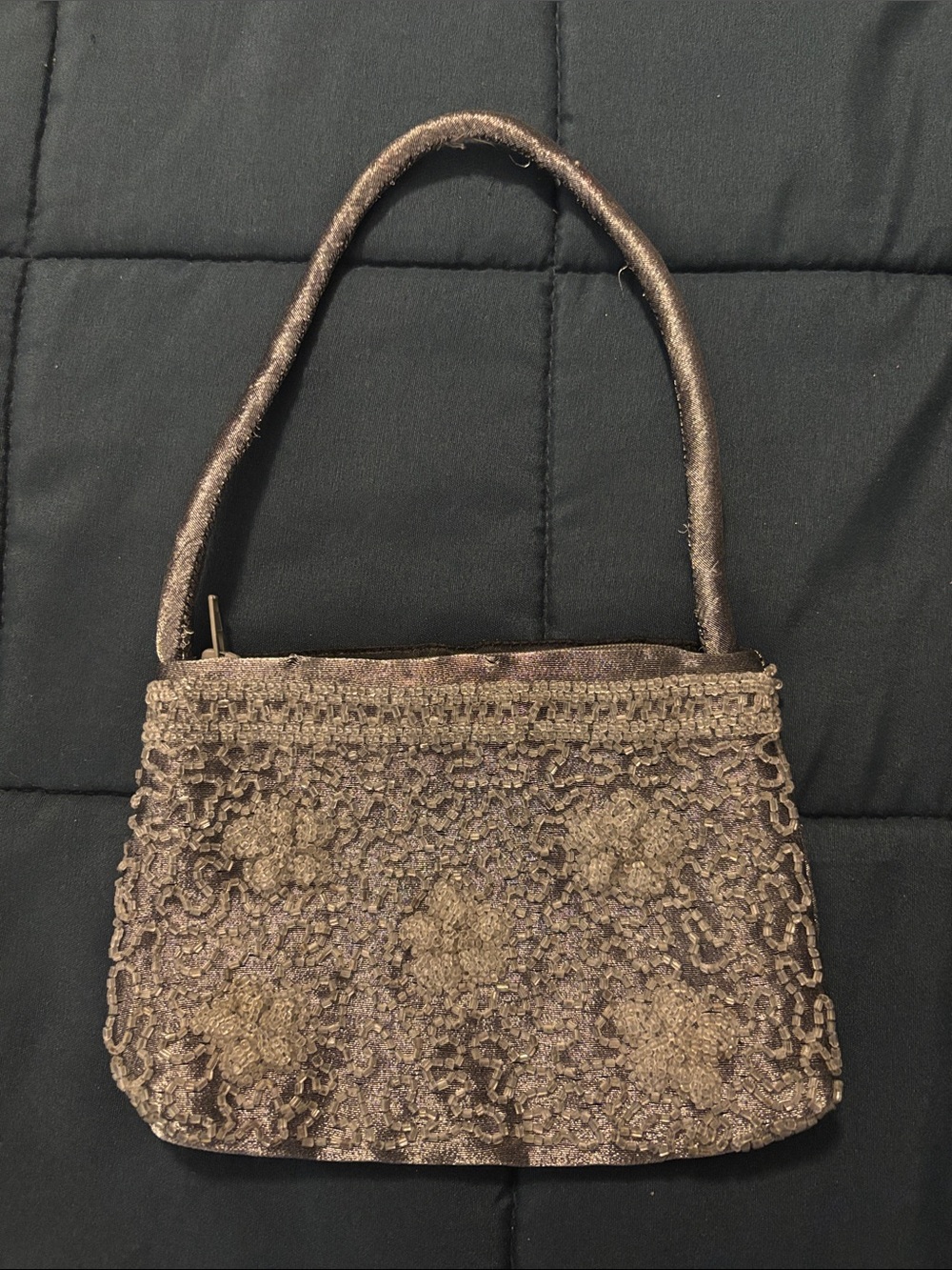Vintage silver grey Beaded Evening Bag